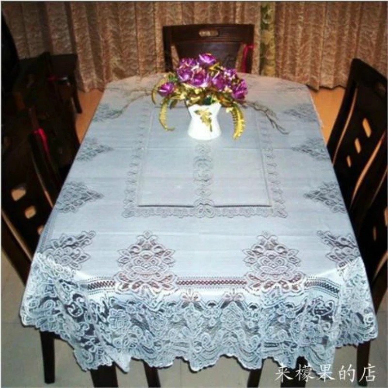 

Modern European Style Rectangular Mesh Pattern Oilproof Tablecloth For Christmas Table Cover Wedding Party Decoration Mantel