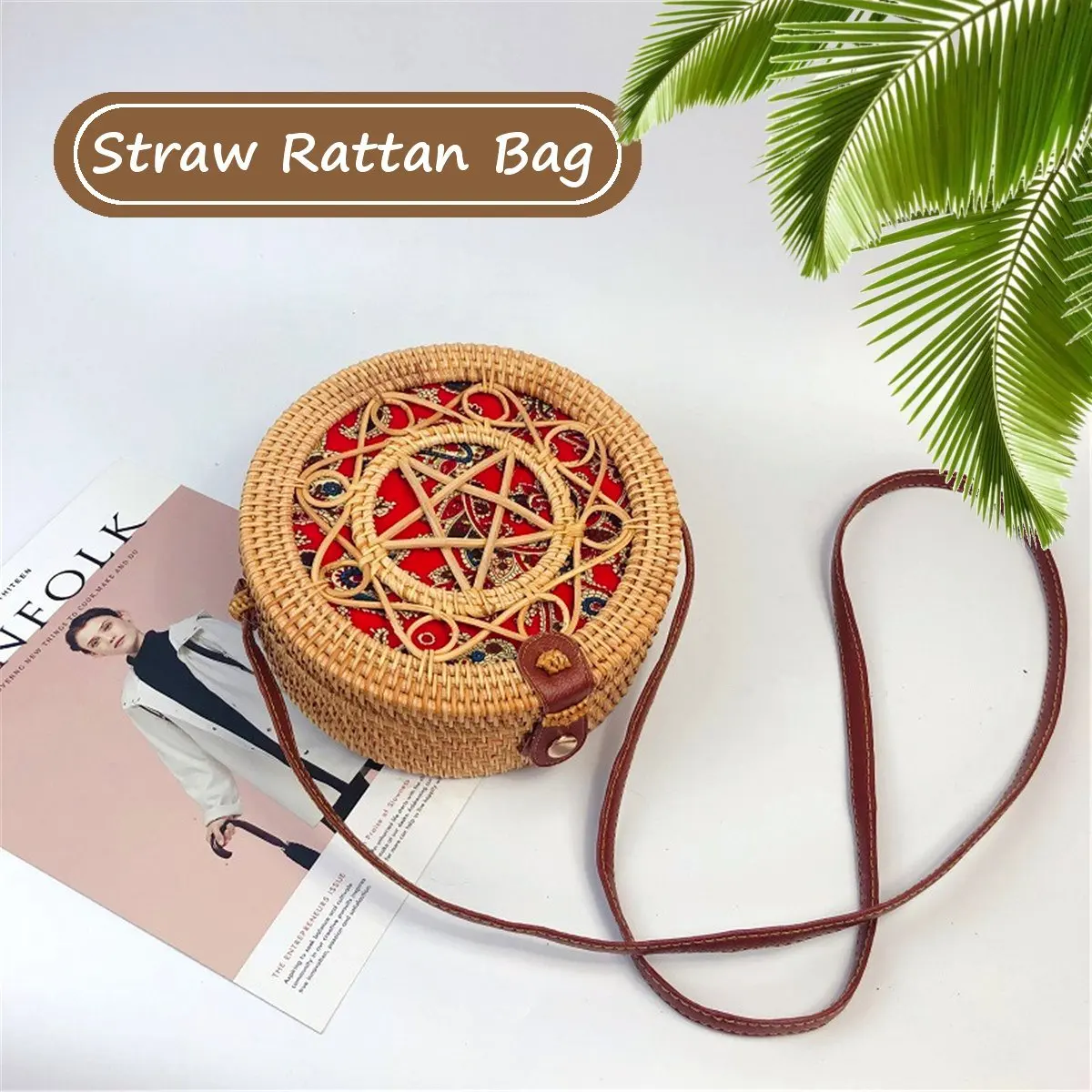 

2019 Round Straw Bags Women Summer Rattan Bag Handmade Woven Beach Cross Body Bag Circle Bohemia Handbag Bali Box Dropshipping
