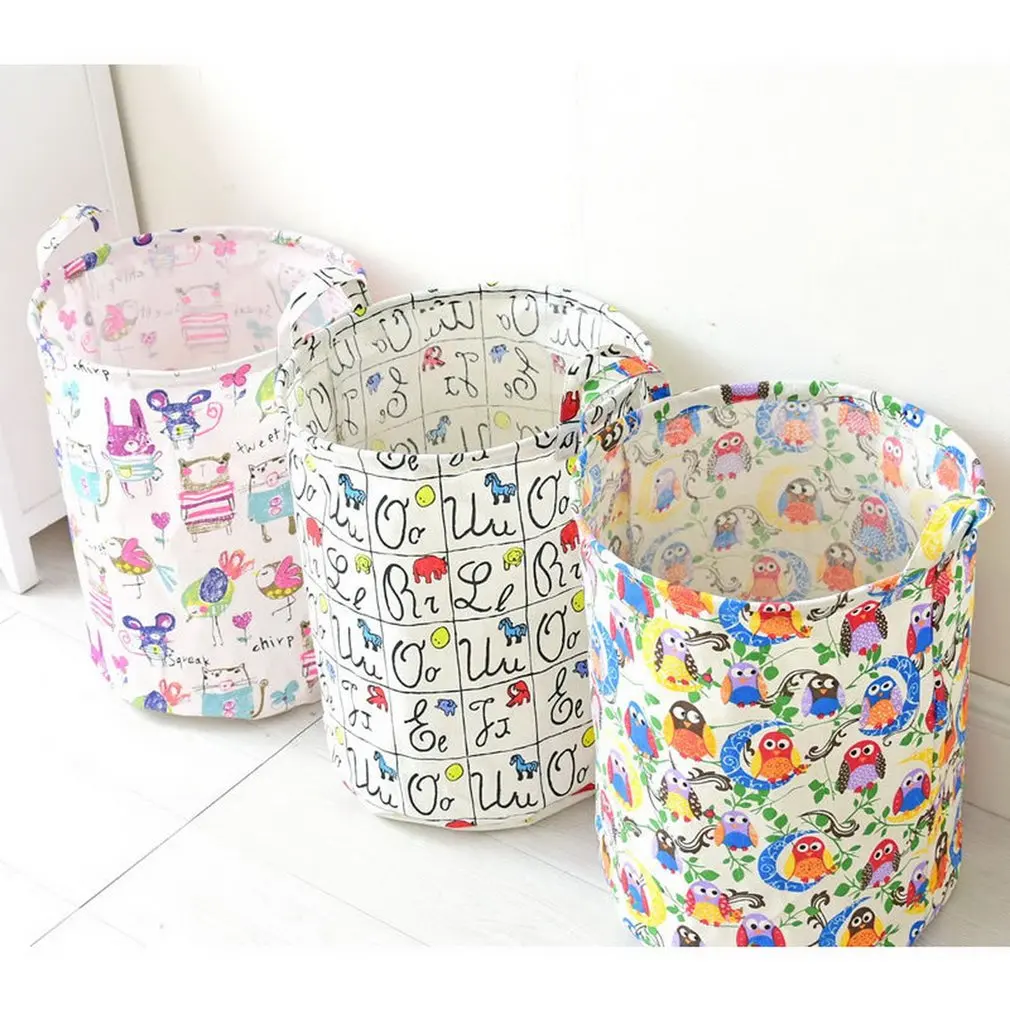 المعتاد الكتان والقطن النسيج للطي الحضانة سلة الغسيل دلو اسطواني الخيش قماش سلة التخزين