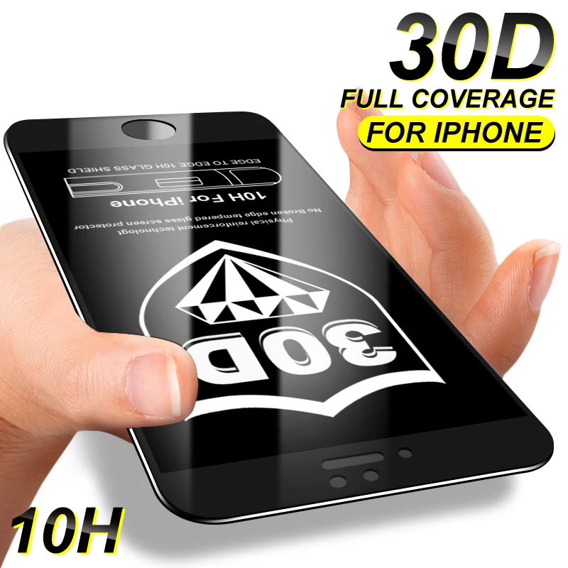 30D защитное стекло с изогнутыми краями для iPhone 6 6S 7 8 Plus закаленное X XS Max XR