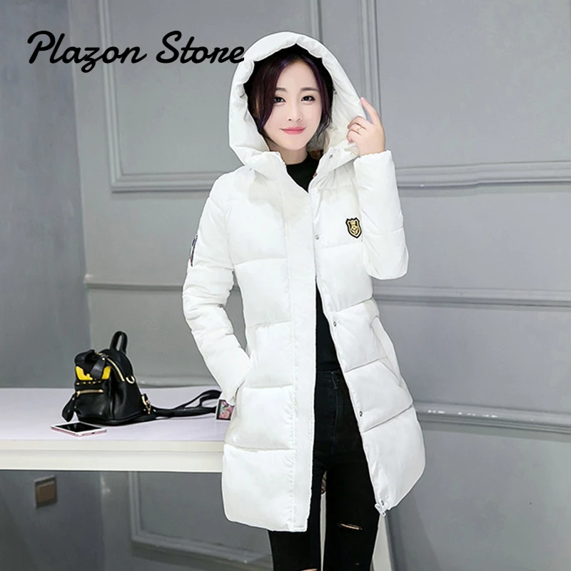 

Parka Women Bubble Coat Korean Jackets Winter Womens Zipper Thick Slim Solid Long Parka Puffer Jacket Hooded Long Coat Women