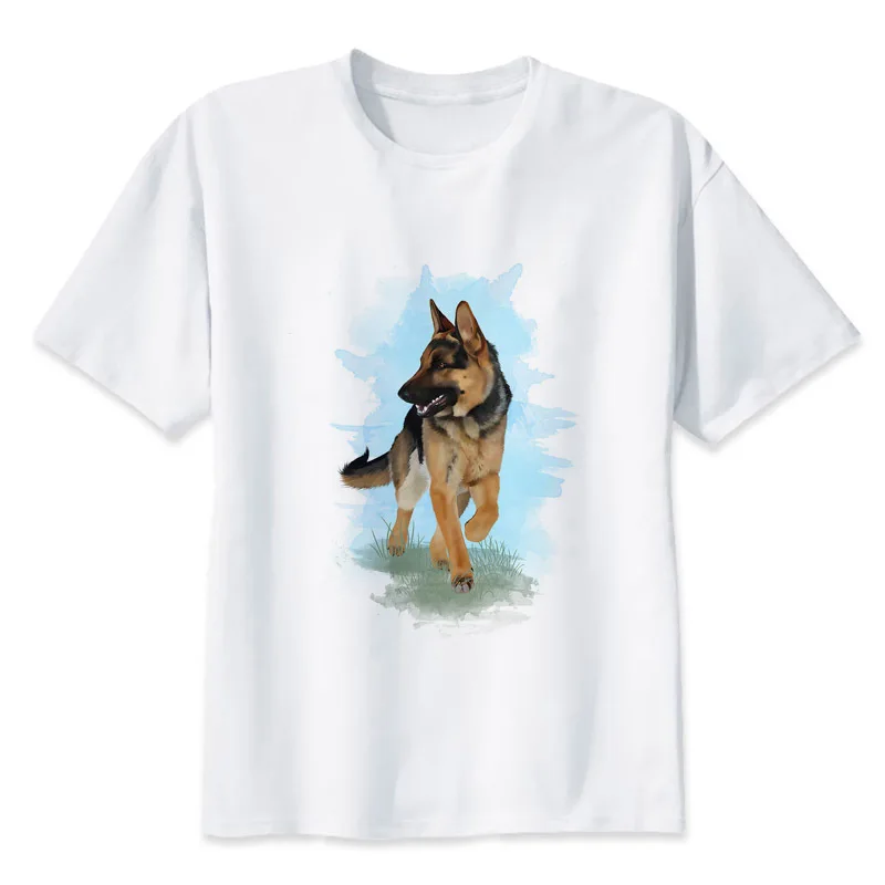 

german shepherd Lightning Printed T-Shirt Men white T Shirt Mens Fashion men T Shirts Casual brand Clothing modal 3D Q1659