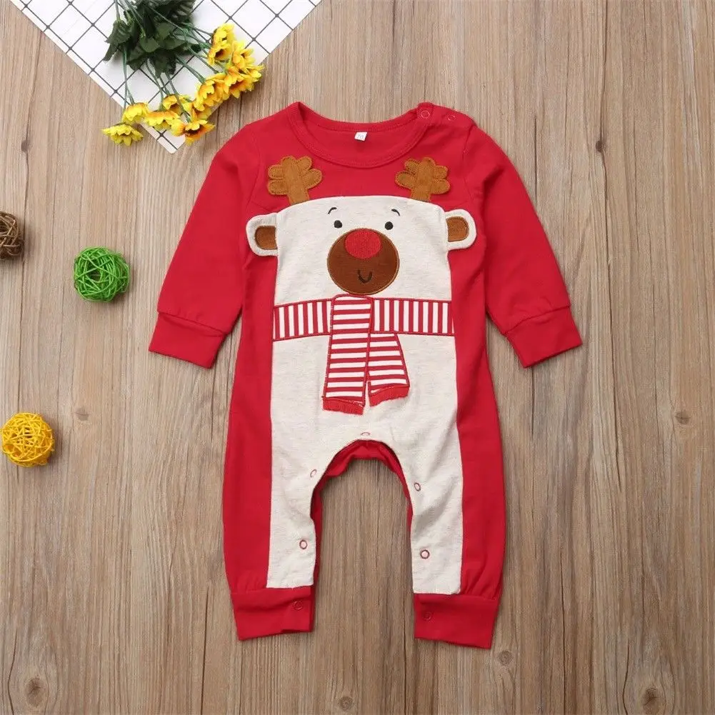 

Newborn Reindeer Baby Clothes Christmas Boy&Girl Long Sleeve One Piece Baby Rompers Jumpsuit Newborn Clothes Sweater Outfit