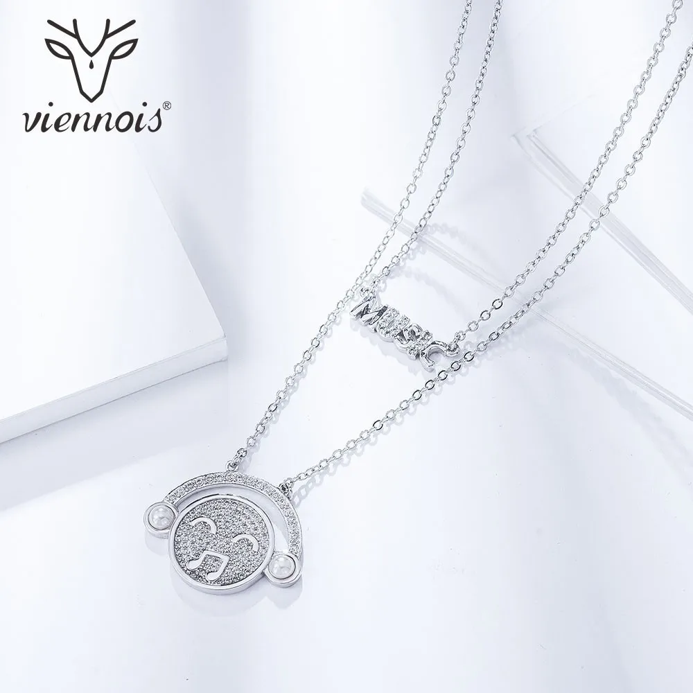 Viennois Silver Color Rhinestone Music Crystal Necklace For women Party Jewelry 2019