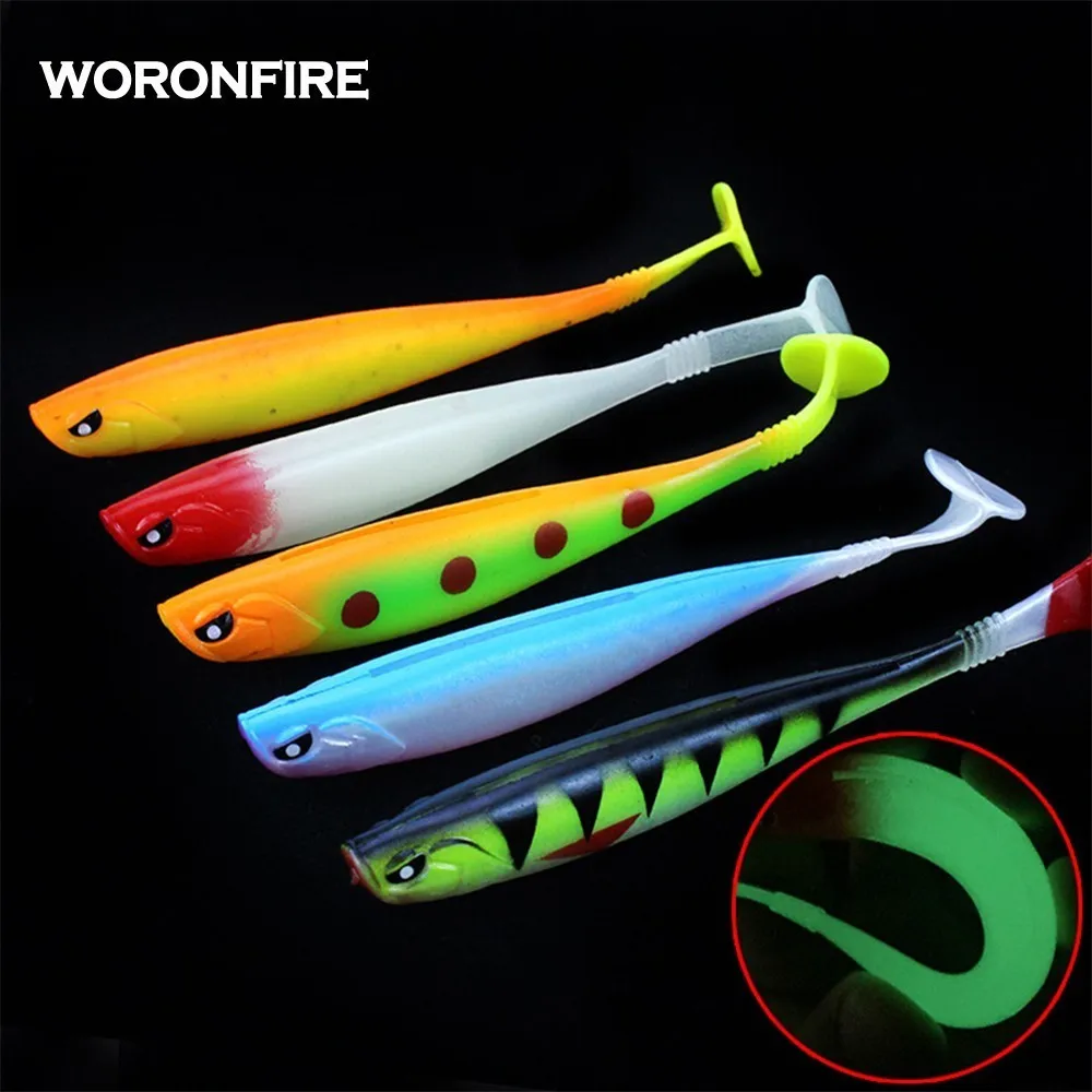 

5pcs High Quality T Tail Soft Fishing Lure 12cm/10g Artificial Fishing Bait Back And Abdomen With Hook Groove Swimbait Shad
