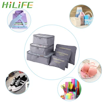 

6 Pieces/Set Travel Storage Bag Set For Clothes Shoes Cosmetic Wardrobe Suitcase Pouch Packing Cube Bag Luggage Tidy Organizer