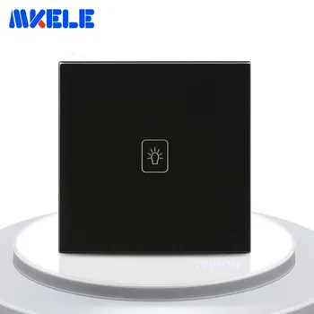 

EU Standard Touch Switch Black Crystal Glass Panel 1 Gang 2 Way Light Switch Touch Screen Wall Switch Socket For Lamp