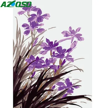 

AZQSD Painting By Numbers Paint Orchid DIY Canvas Picture Hand Painted Oil Painting Flower Home Decoration K465