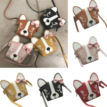 

Kids Girl Mini Crossbody Bag Cute Dog Bowknot Handbag Fashion Child Shoulder Bag