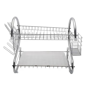 

Multifunctional S-shaped 2 Tier Bowl Plate Dish Cup Cutler Drainer Storage Shelf Rack Organizer Holder For Kitchen Storage Tool