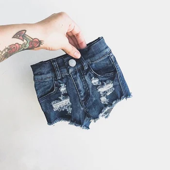 

Summer Toddler Kid Baby Girls Shorts Stretch Ripped Jeans Destroyed Frayed Denim Shorts Hot Pants Costume Children Girls Clothes
