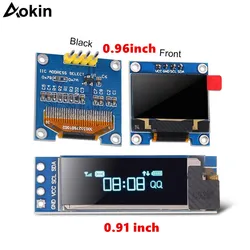Módulo oled de 0.91 polegadas. cor branca azul 128x64 oled lcd módulo de exibição led para arduino 0.96 i2c iic serial com estojo