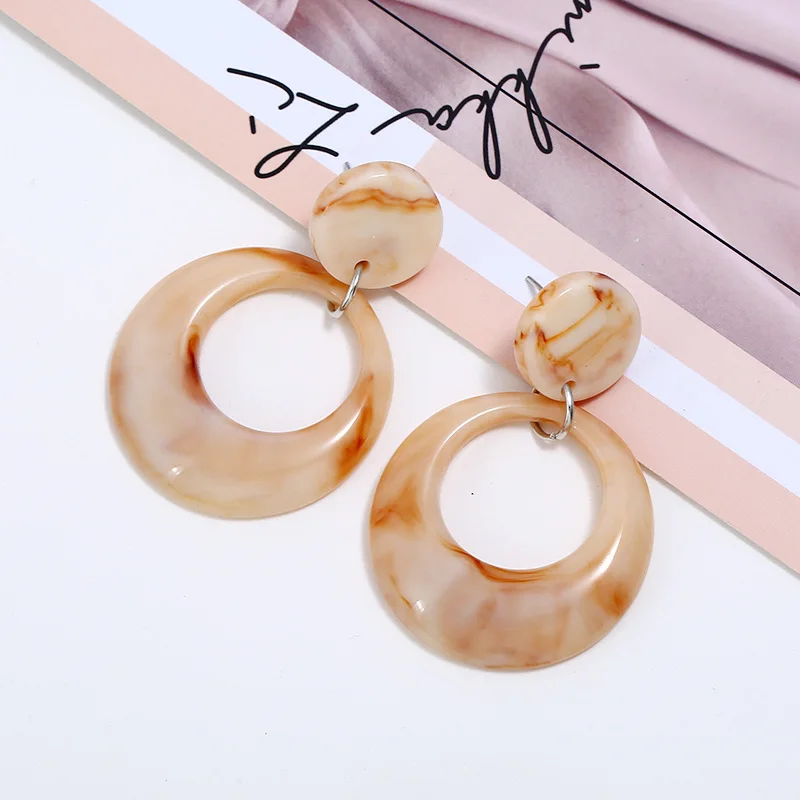 

Fashion 2018 Statement Earrings Za Big Round Circle Resin Acrylic Acetate Dangle Drop Earring for Women Ethnic Jewelry