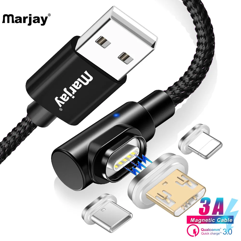 Marjay USB кабель магнитное зарядное устройство для iPhone X 8 7 Micro USB Магнитный кабель type C для huawei p30 pro USB C кабель для быстрой зарядки