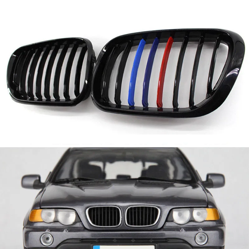

pair Gloss Black M Color Front Center Front Kidney Grille Grill ABS Left & Righ for BMW X5 E53 1999-2003 51138250051 51138250052