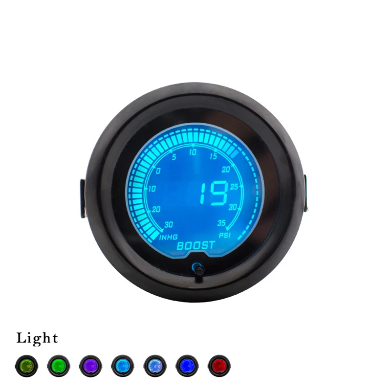 

52mm Car Tachometer Gauge Meter Turbo Boost Gauge Vacuum Car Digital Meter 7 Color LED Light Racing