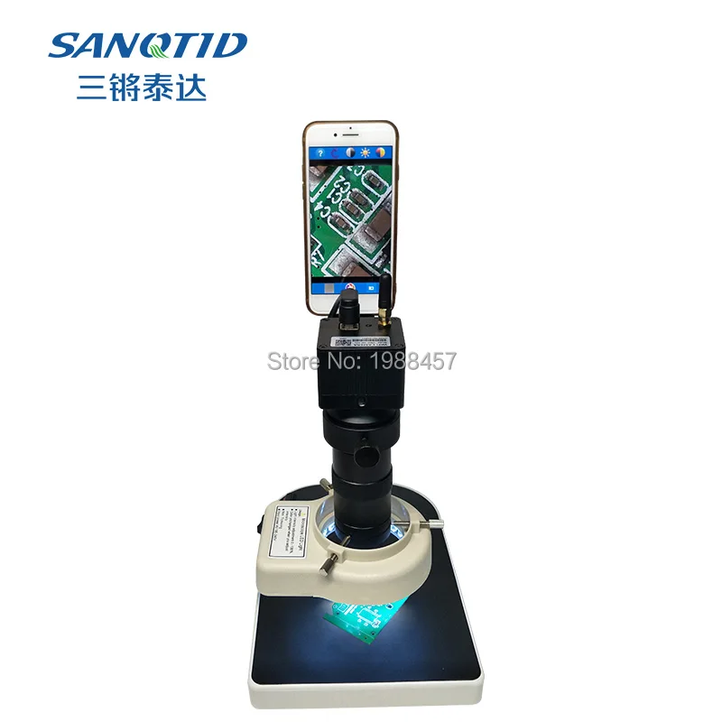 

WiFi Industrial Microscope 130X Amplify USB Wi-Fi Output Support iOS Android Mobile Tablet PC C-mount Video Camera