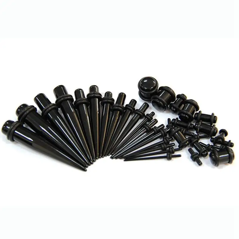 

18 Pieces Ear Tapers Full Kit Acrylic Earring Stretcher Tunnel (Black)