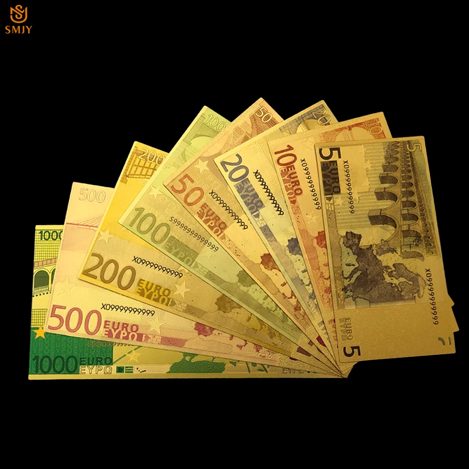 20 Million De Roupies En Euros 8pcs/lot Color 24k Gold Banknote Euro Set 5.10.20.50.100.200.500.1000 Gold  Foil Money For Christmas And Business Gifts - Gold Banknotes - AliExpress