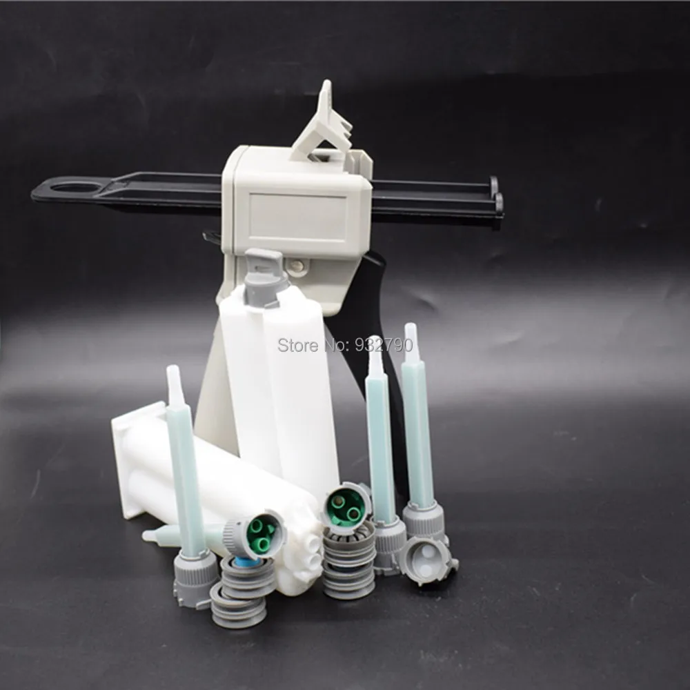 

1:1 1:2 Dispensing Gun Dispenser Caulking Gun 50ml + 5pcs Epoxy Resin Acrylic Adhesive Static Mixing Nozzle + 2 Sets Cartridge