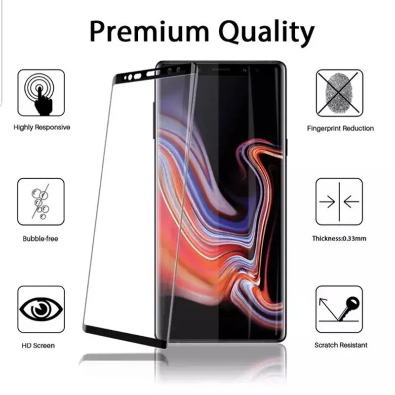 9H Hardness thickness Scratch-Proof Protective Film For Samsung Galaxy Note 9 Curved Full Cover Tempered Glass Screen Protector 9H Hardness thickness Scratch-Proof Protective Film For Samsung Galaxy Note 9 Curved Full Cover Tempered Glass Screen Protector