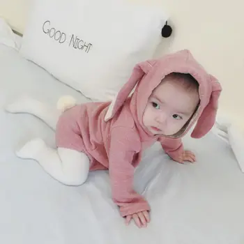 

2019 Brand New Newborn Toddler Infant Baby Girl Boy Hooded Rabbit Ear Romper Outfits Long Sleeve Jumpsuit Lovely Bunny Clothes