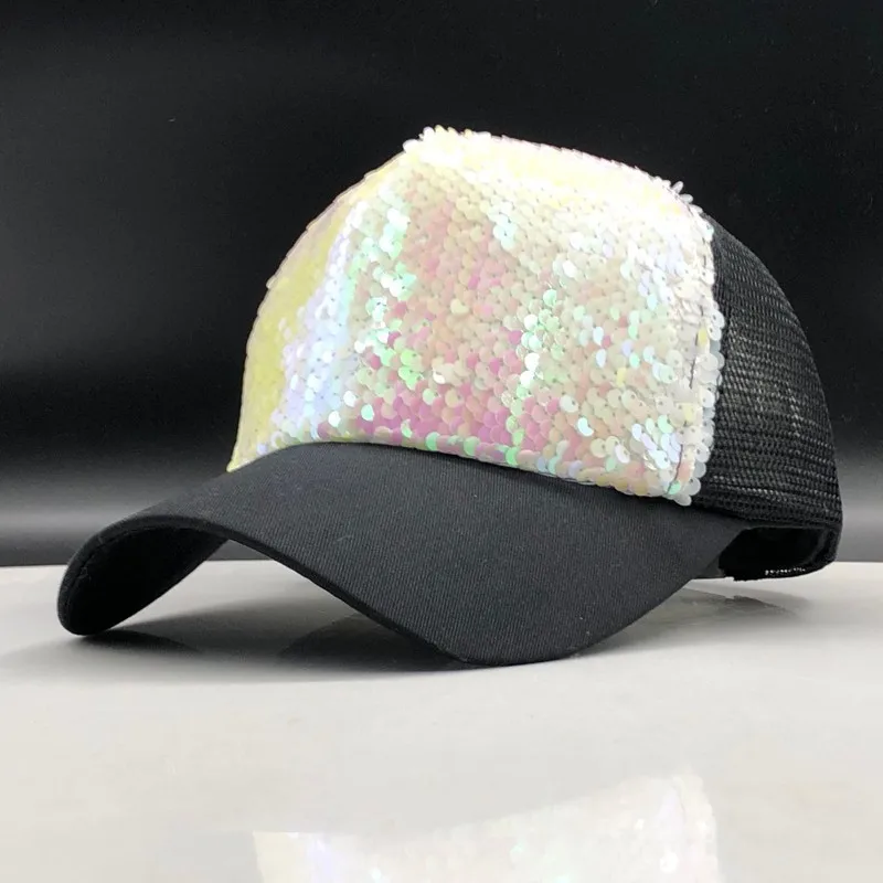 Новинка, летняя бейсбольная кепка для родителей и детей, s, регулируемая сетчатая Кепка с блестками для девочек, солнцезащитные шапки для мальчика и женщины, Snapback 50-54-58-60cm
