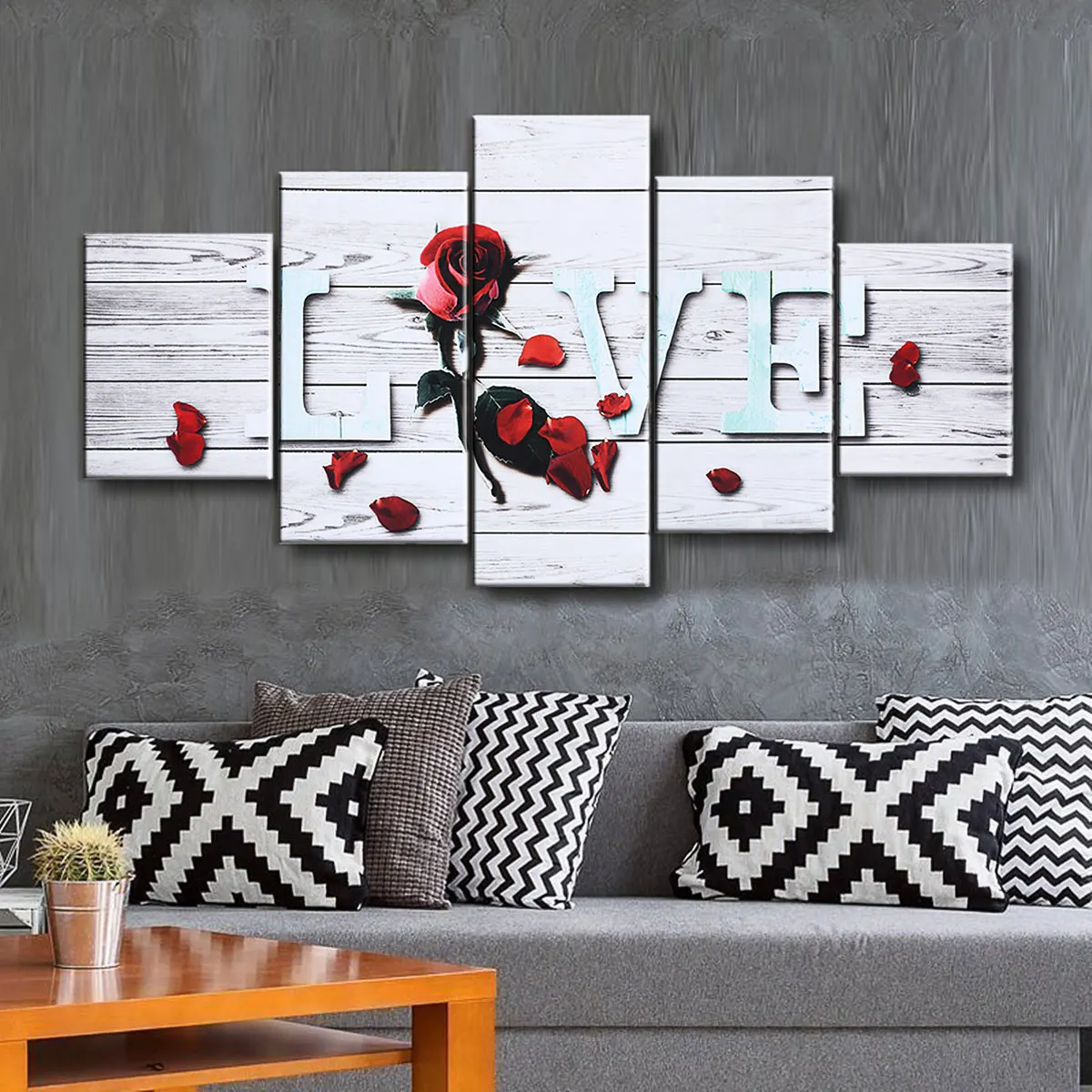 

Canvas Printing Unframed Rose Love 5 Panels Wall Art Poster Prints Wall Pictures For Living Room Home Decor