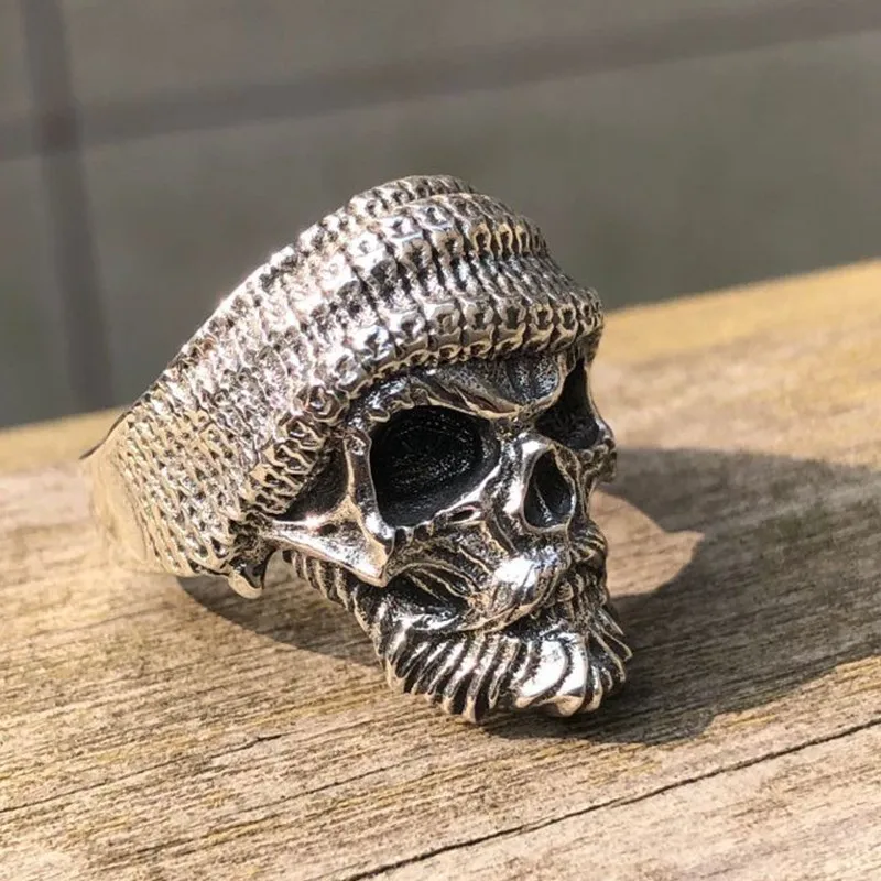 Günstig ZABRA Luxus Schädel Ring 925 Silber Einstellbare Größe 6 13 Bart Ringe Für Männer Gothic Vintage Punk Rock Biker mann Geschenk Schmuck