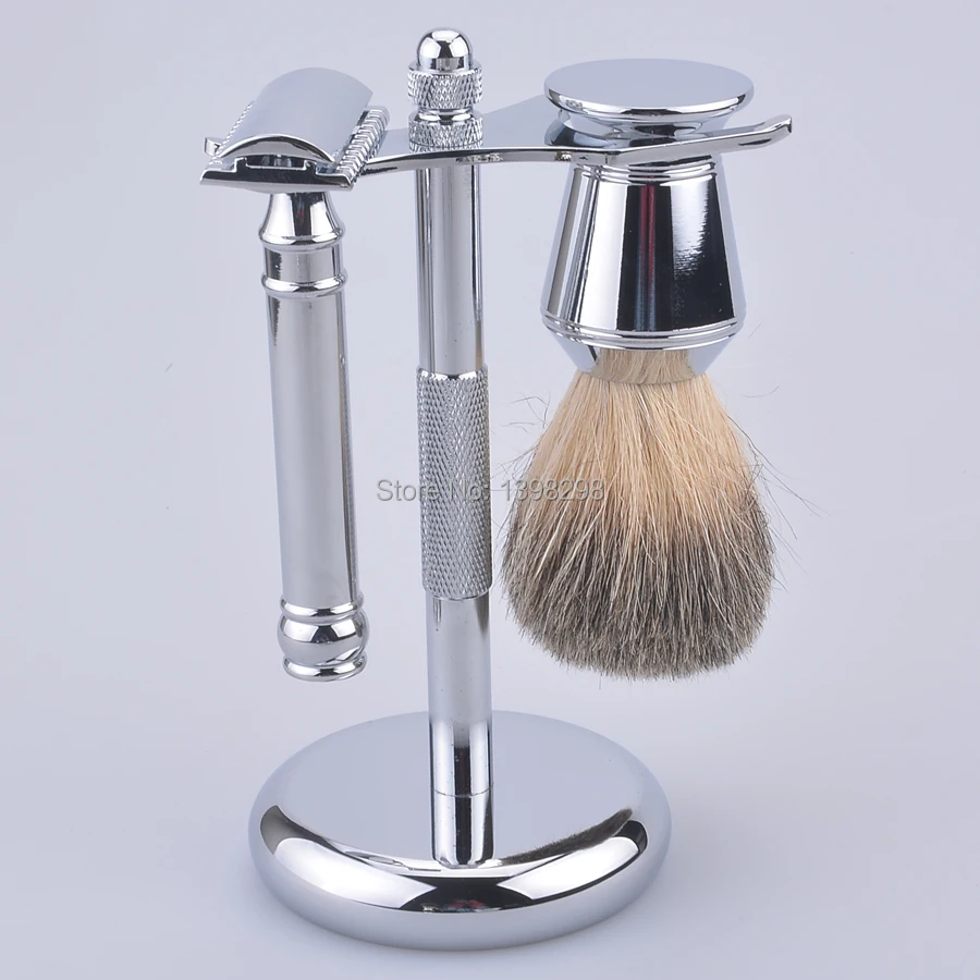 CSB 3 шт./компл. ручной бритвы Набор для бритья Безопасная бритва, щетка для бритья, подставка-держатель с креплением для бритвы