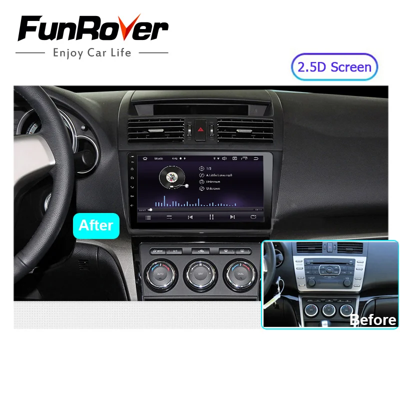 FUNROVER 2.5D+ ips для Mazda 6 2 3 GH 2007-2012 автомобильный Радио Мультимедиа Видео плеер навигация gps Android 9,0 dvd BT RDS DSP CDMA