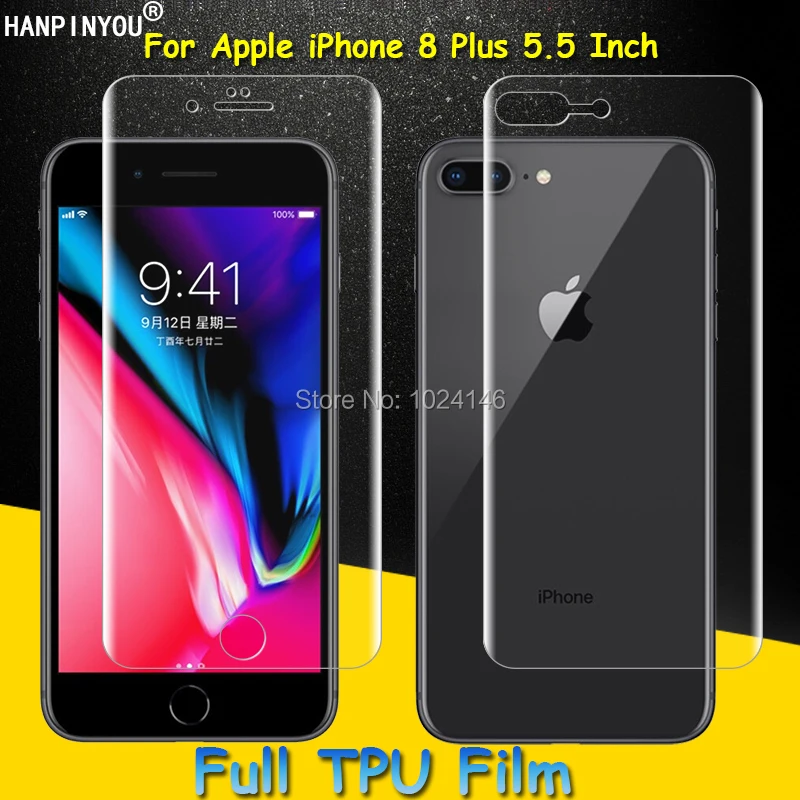 

Front /Back Full Coverage Clear Soft TPU Film Screen Protector For Apple iPhone 8 Plus , Cover Curved Parts (Not Tempered Glass)