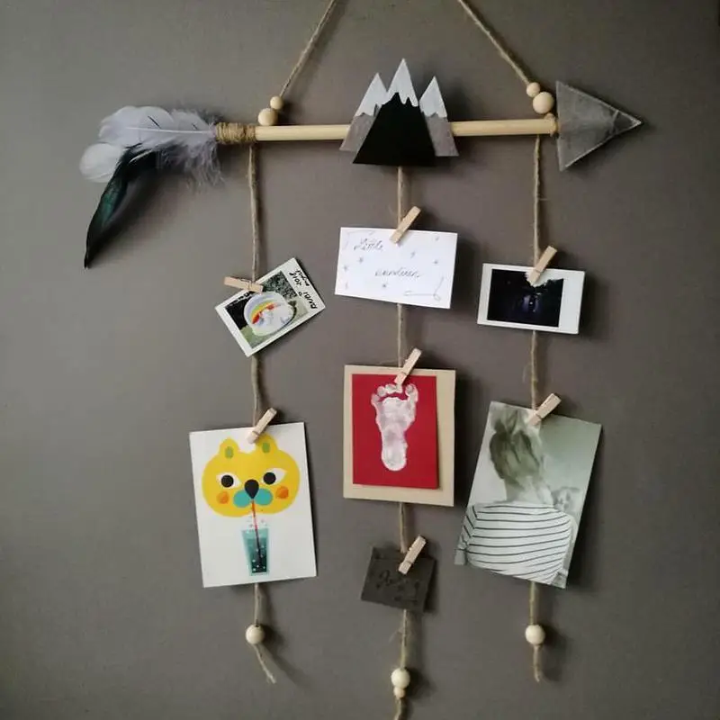 

Ins Dreamcatcher Nnordic Snow Mountain Bow and Arrow Photo Folder Baby Birthday Photo Card Commemorative Clip