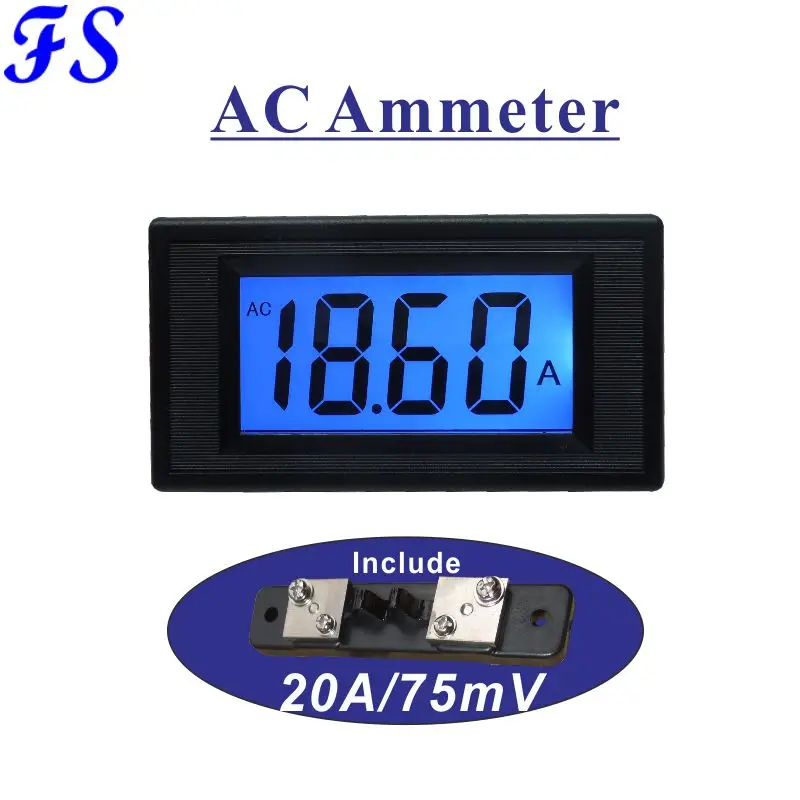 AC 20A/75mV Current Sensor AC Ampere Meter LCD Digital Amp Tester 20A