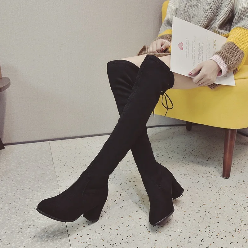 

Woman 2018 Autumn Coarse High Thin Elastic Long Winter Women Boots