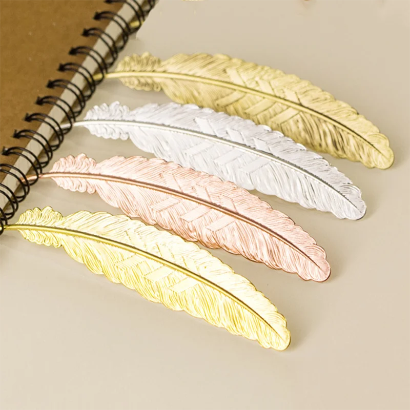 1pc Gift Metal Silver Plated Feather Bookmarks Beautiful BookMarks for Book w16 Student Supply Kidss Creative Cute |