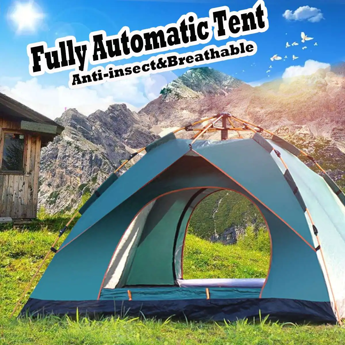 

Large Camping Tent Outdoor 3-4 Persons Automatic Speed Open popup Windproof Waterproof Beach Camping Tourist Tent Sunshelter