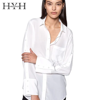 

HYH HAOYIHUI Europe And The United States Simple Easy To Match Cold Style Solid Color Loose Single-Breasted Long-Sleeved Shirt