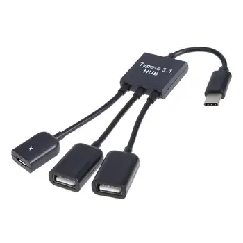 

2 X USB-A/F + Micro USB Female to USB3.1 Type-C Male Extender Cable OTG Hub