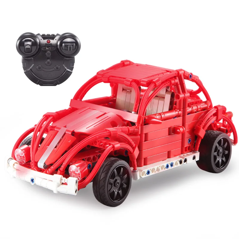 spesifikasi Cada Double E 472 Pcs 2.4G Remote Control Model Mobil Merah RC Mobil Pintu Terbuka Bangunan RC Blok Anak anak anak Merakit Mainan 5.5Km Jam