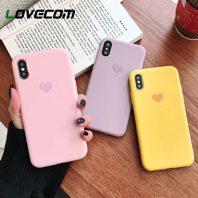 LOVECOM пары чехол для телефона для iPhone 11 Pro Max XS Max XR 6 6S 7 8 Plus X корейский сердце карамельный цвет Мягкий ТПУ Телефон задняя крышка