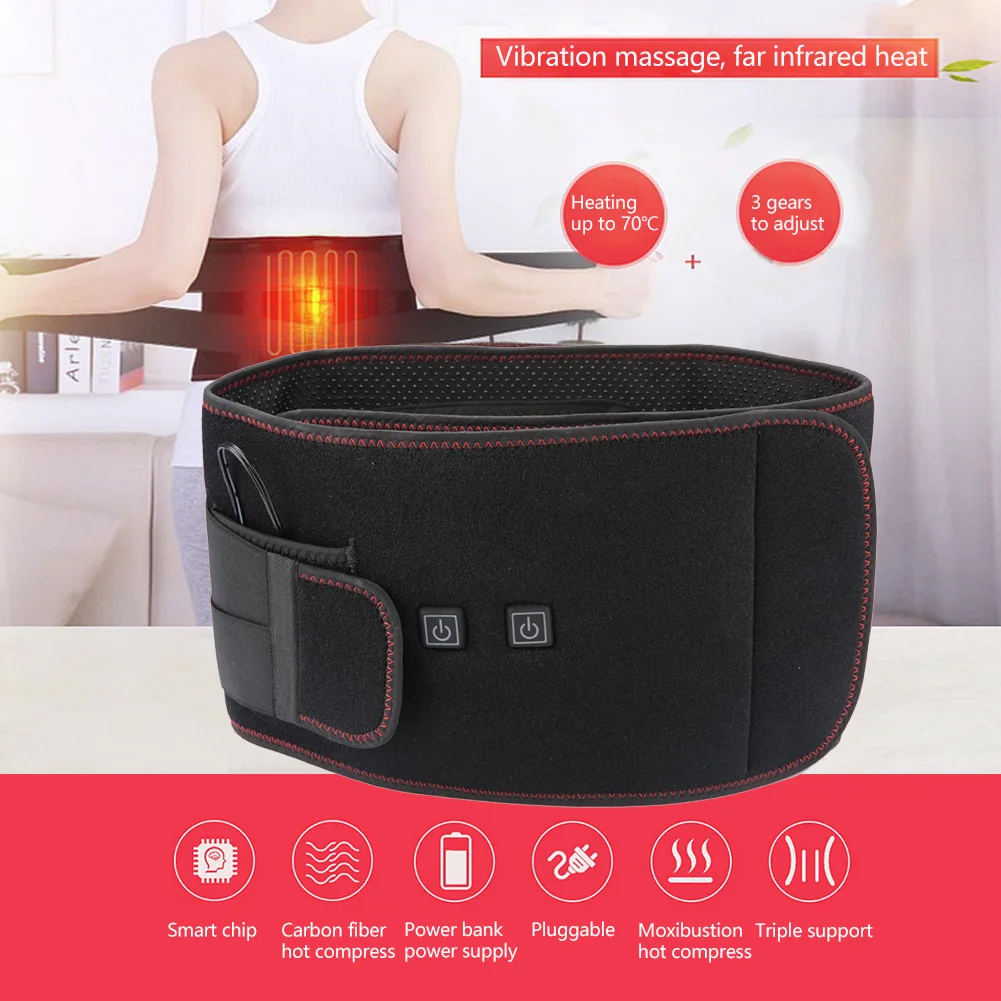 

Far infrared Heat Therapy Waist Vibration Massage Back Belt Hot Compress Waist Pain Relieve Spine Lumbar Support