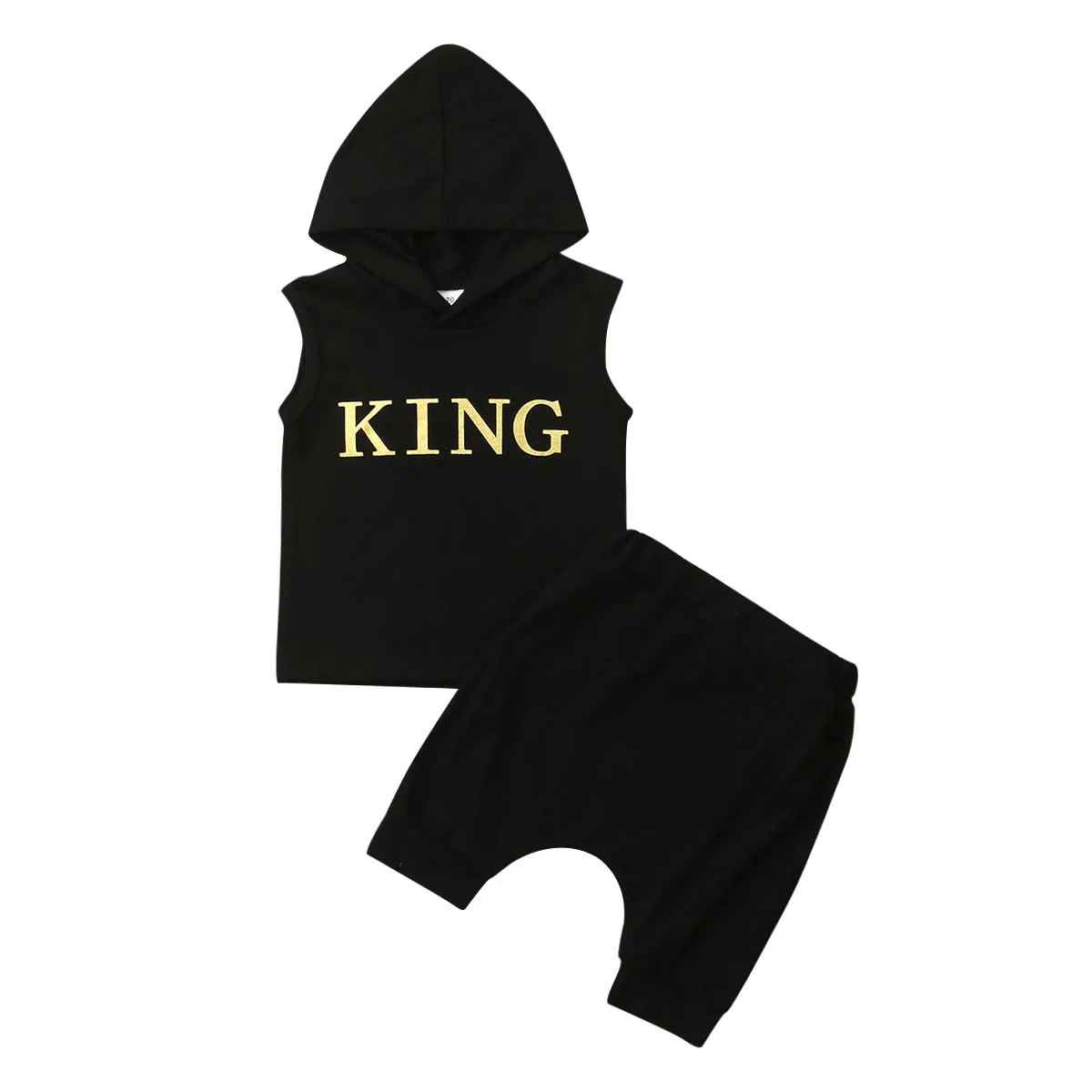 

0-3Y Infant Baby Boys Clothes 2PCS Sleeveless Letter Print Hooded Tops Pants Outfits Sets Summer Tracksuit