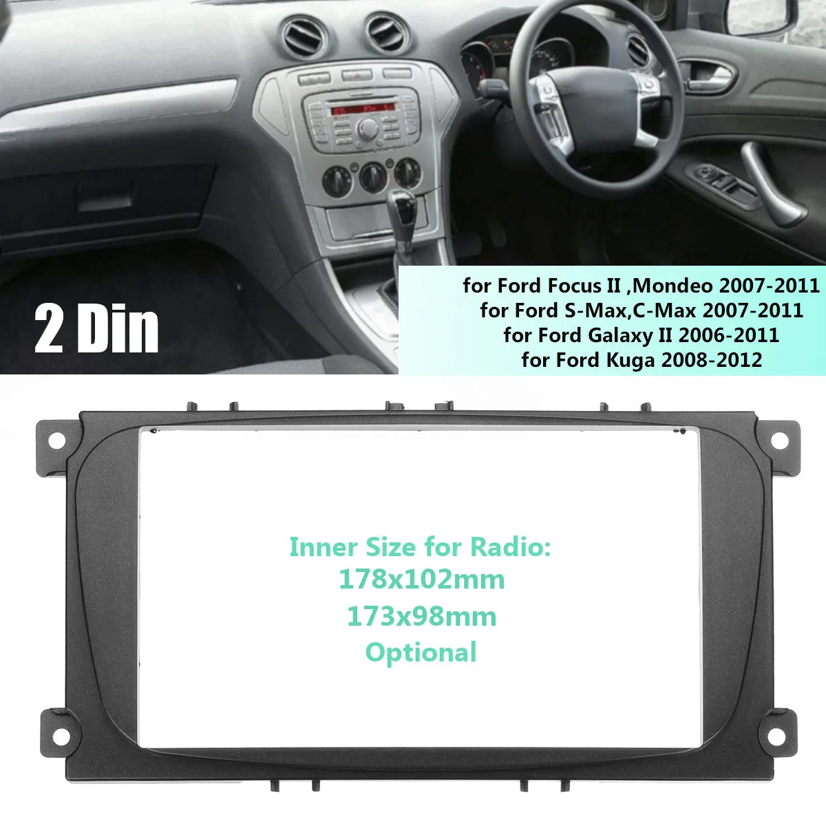 

2 Din Car Stereo Radio Fascia Panel Plate Frame CD DVD Audio Dash Mount Trim For Ford For Focus II Kuga For S-Max For Galaxy II