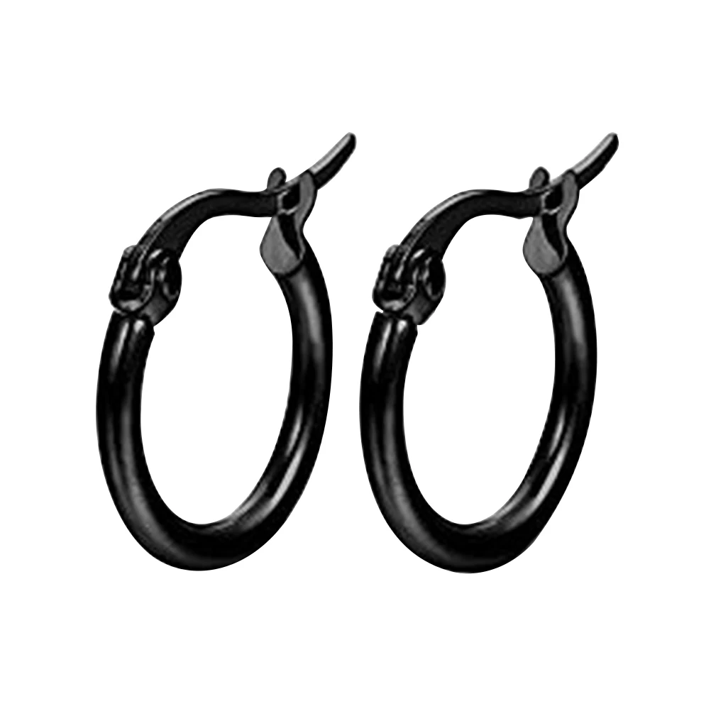 

10MM Unisex Curved Circle Titanium Steel Earrings Black Hoop earrings for Men Women Hoop Piercing