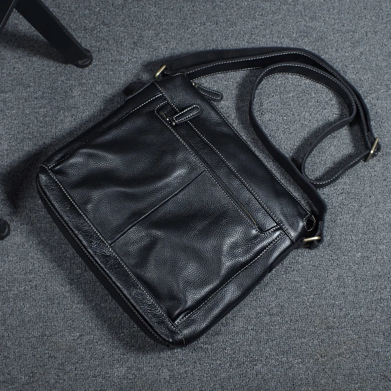 

New High quality Male Laptop Handbag genuine leather men bag small messenger bags fashion brand design men's shoulder bag black