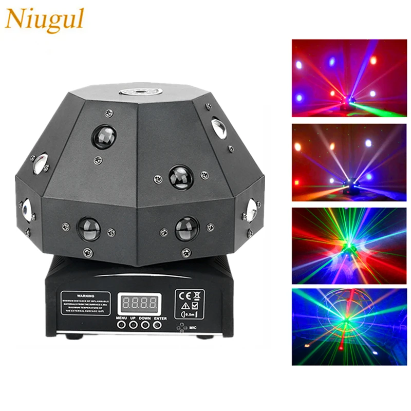 

16X3W LED Mushroom Light,RGBW Beam+Green Laser 2IN1 Stage Moving Head Lights,DMX512 Laser Light DJ /Bar /Party /Show /Lighting