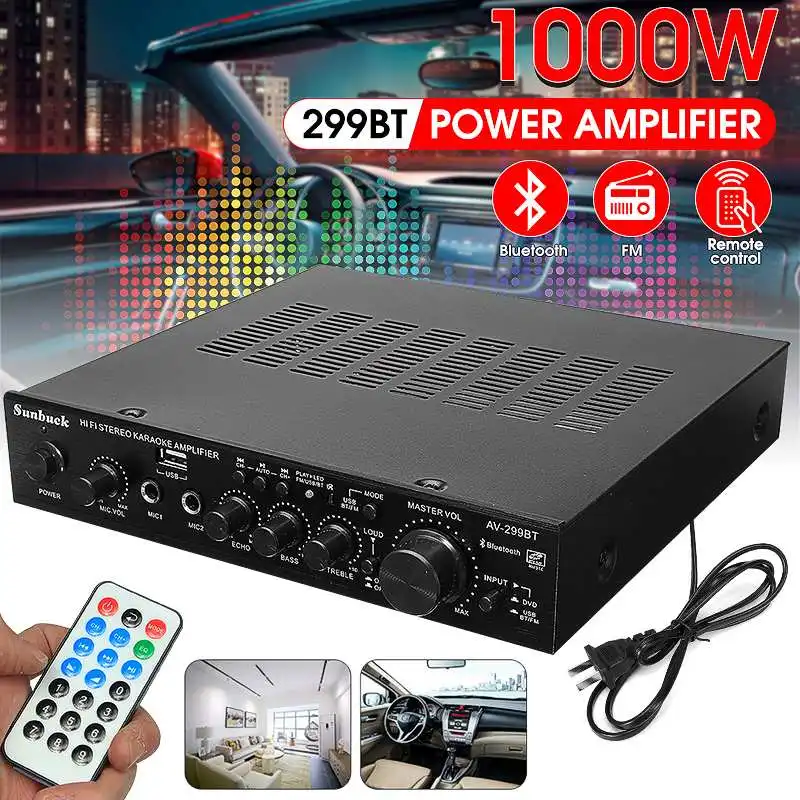 

200W HIFI bluetooth Stereo Power Amplifier Remote Control USB FM Mic Input