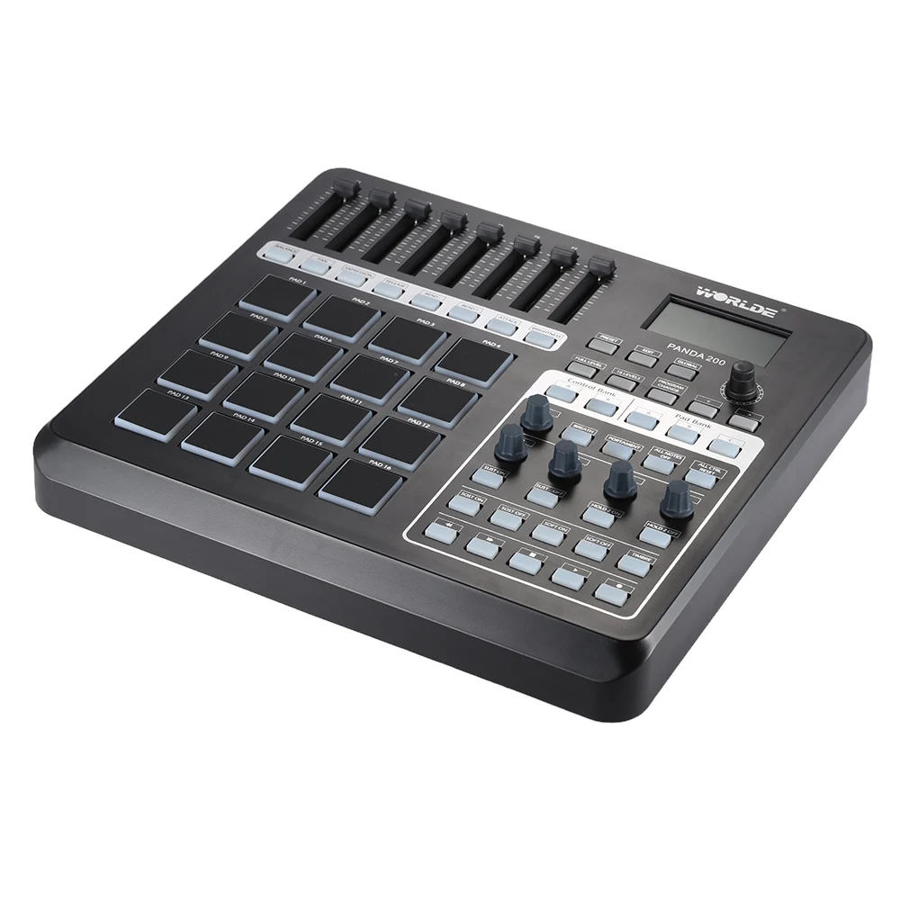 Worlde PANDA200 Портативный USB MIDI контроллер клавиатура Мини Pad 16 барабанные колодки с