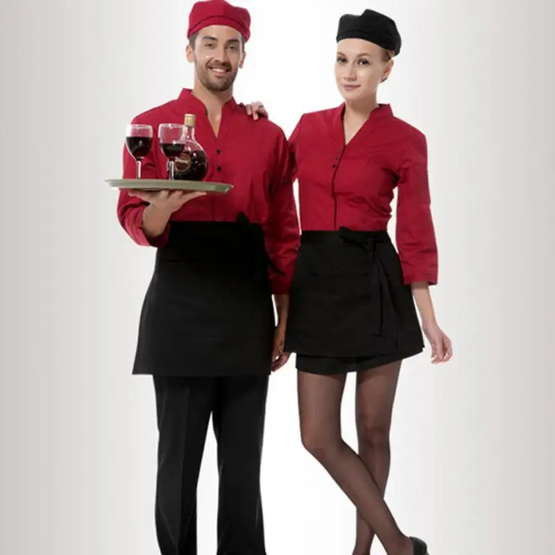 

New Unisex Bar Pub Kitchen Cotton Bow Short Half Waist Apron Cafe Server Waiter Waitress
